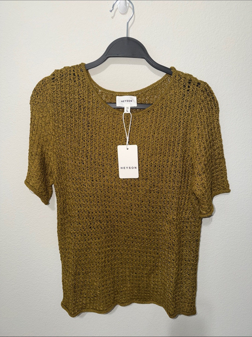 Heyson Olive Open-Weave Short Sleeve Top with cami A5